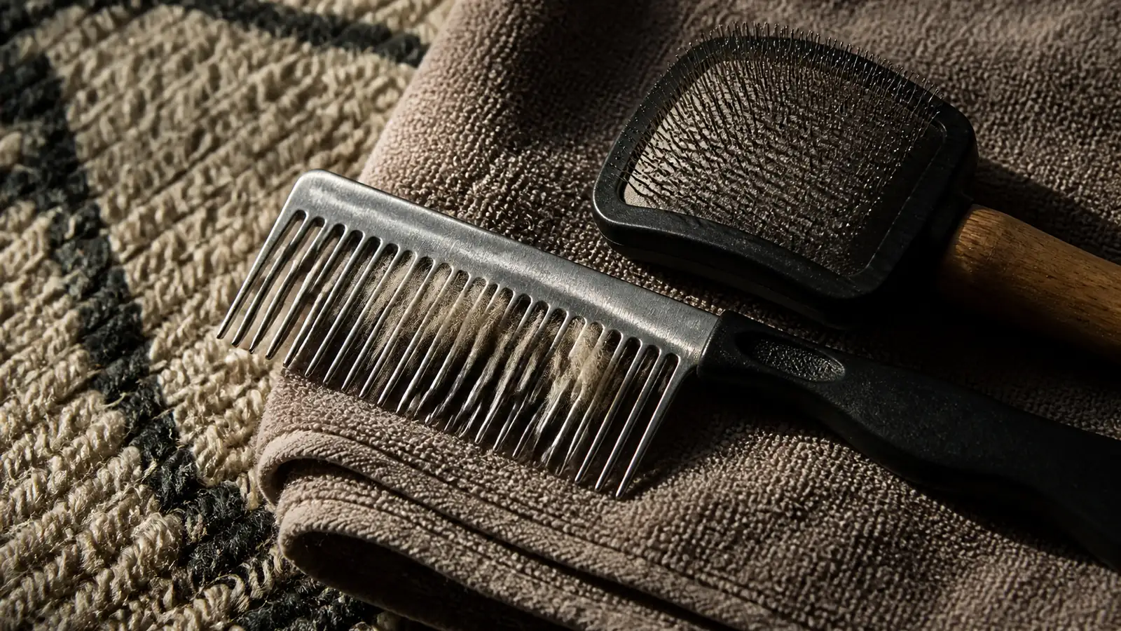 Brushing a reluctant cat