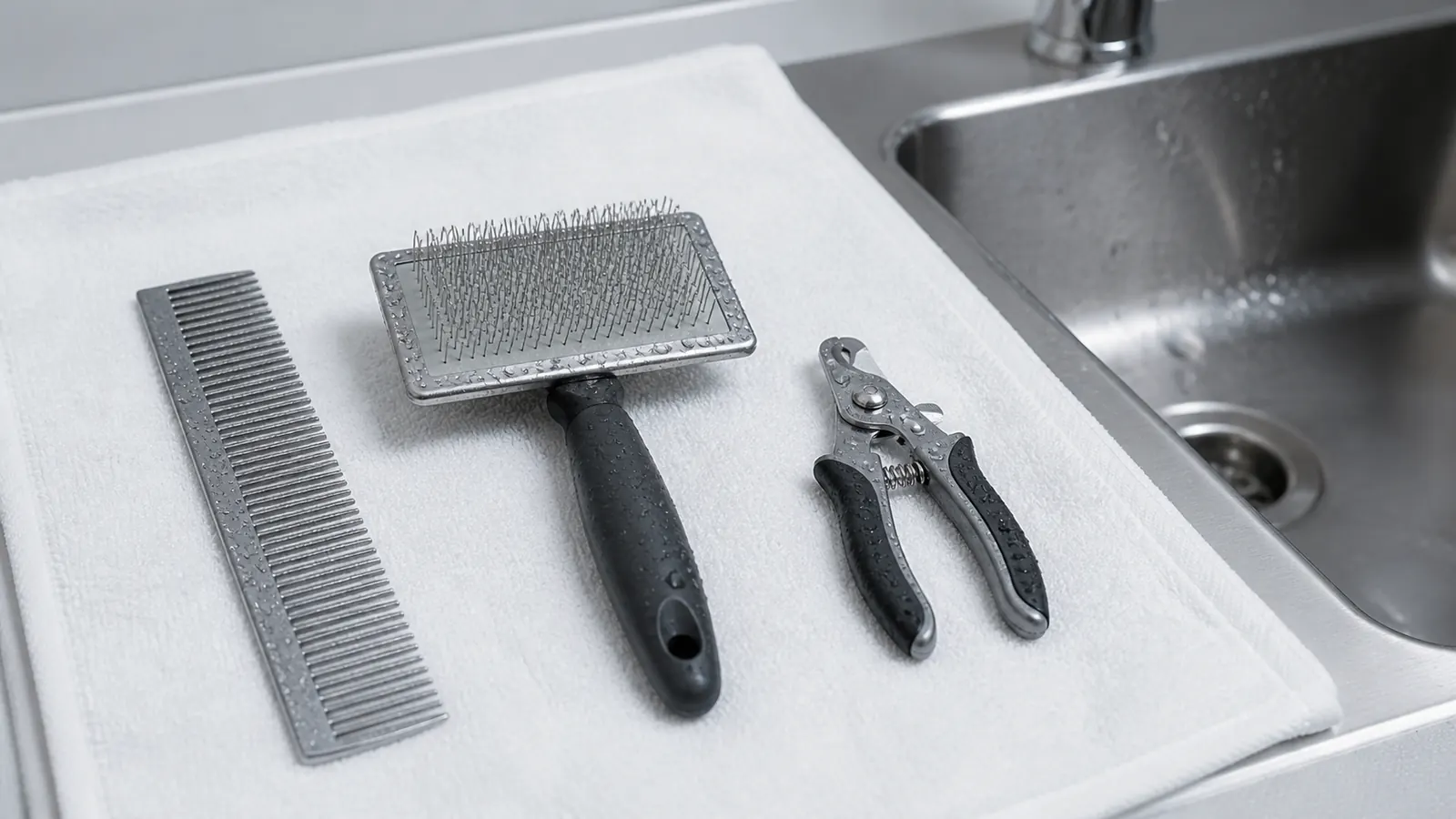 Cleaning grooming tools