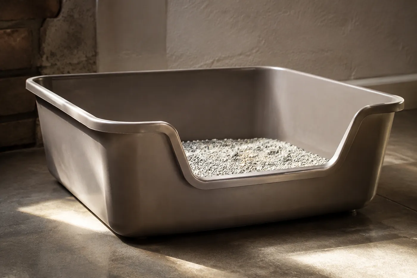 A tray with high sides and one low cut-down entry point