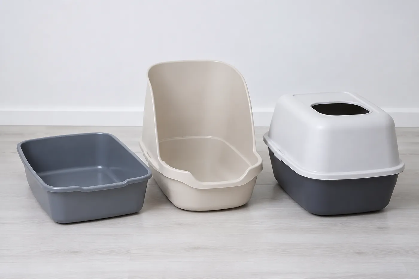 A top-entry tray beside an open tray and a high-backed one