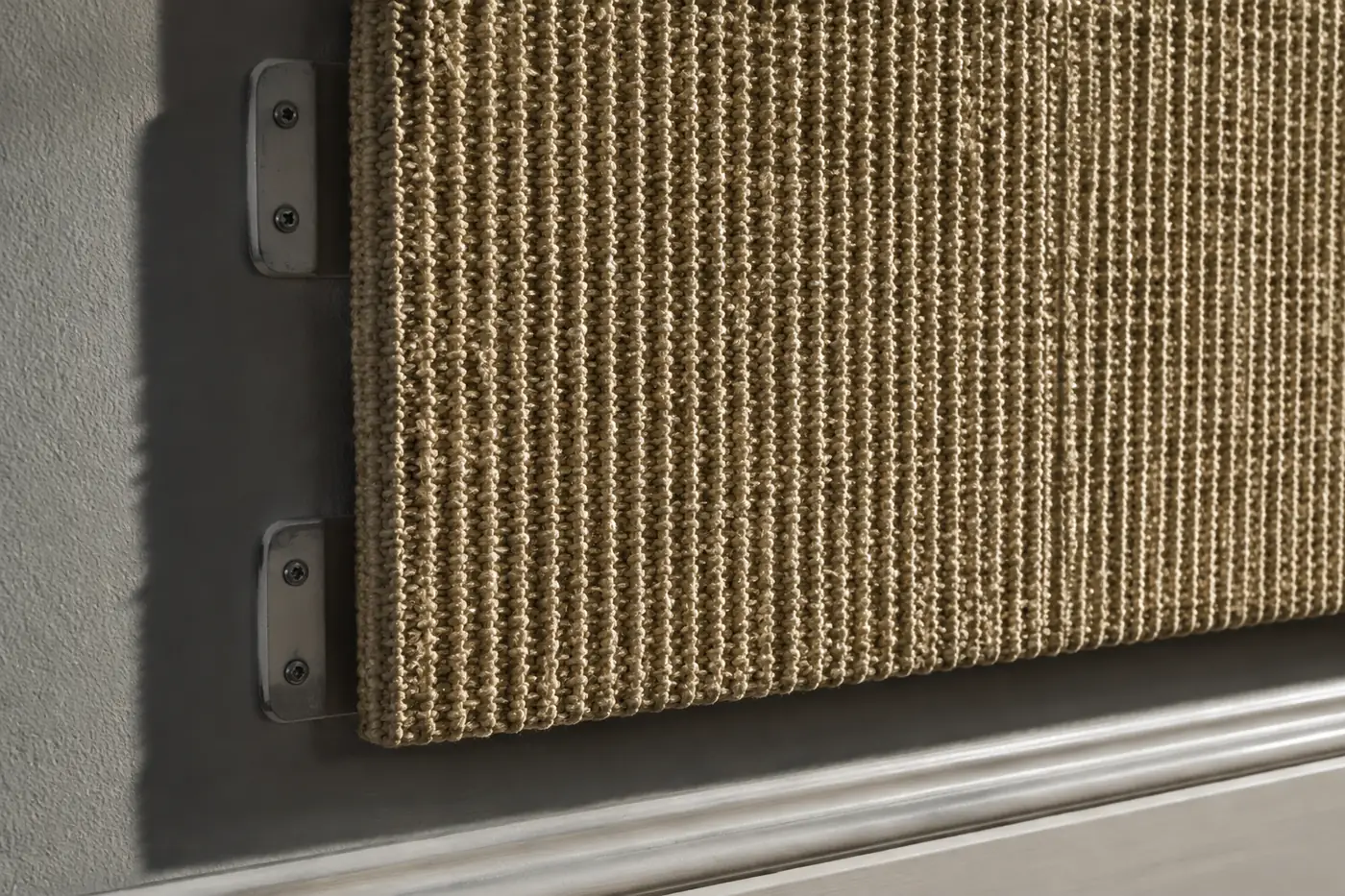 A wall mounted scratching board fixed above a skirting board